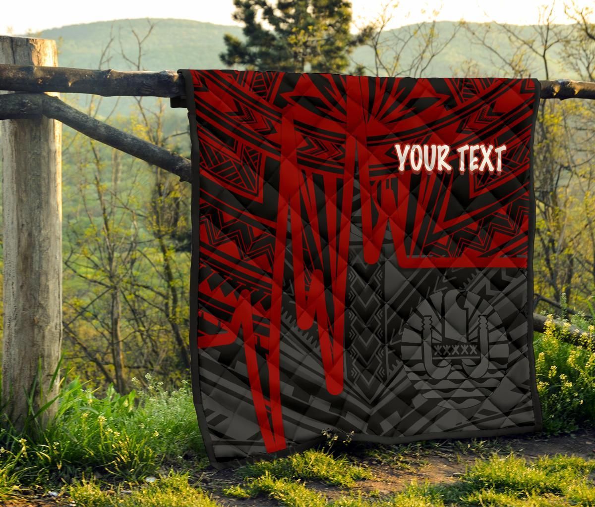 Tahiti Personalised Premium Quilt - Tahiti Seal In Heartbeat Patterns Style (Red)