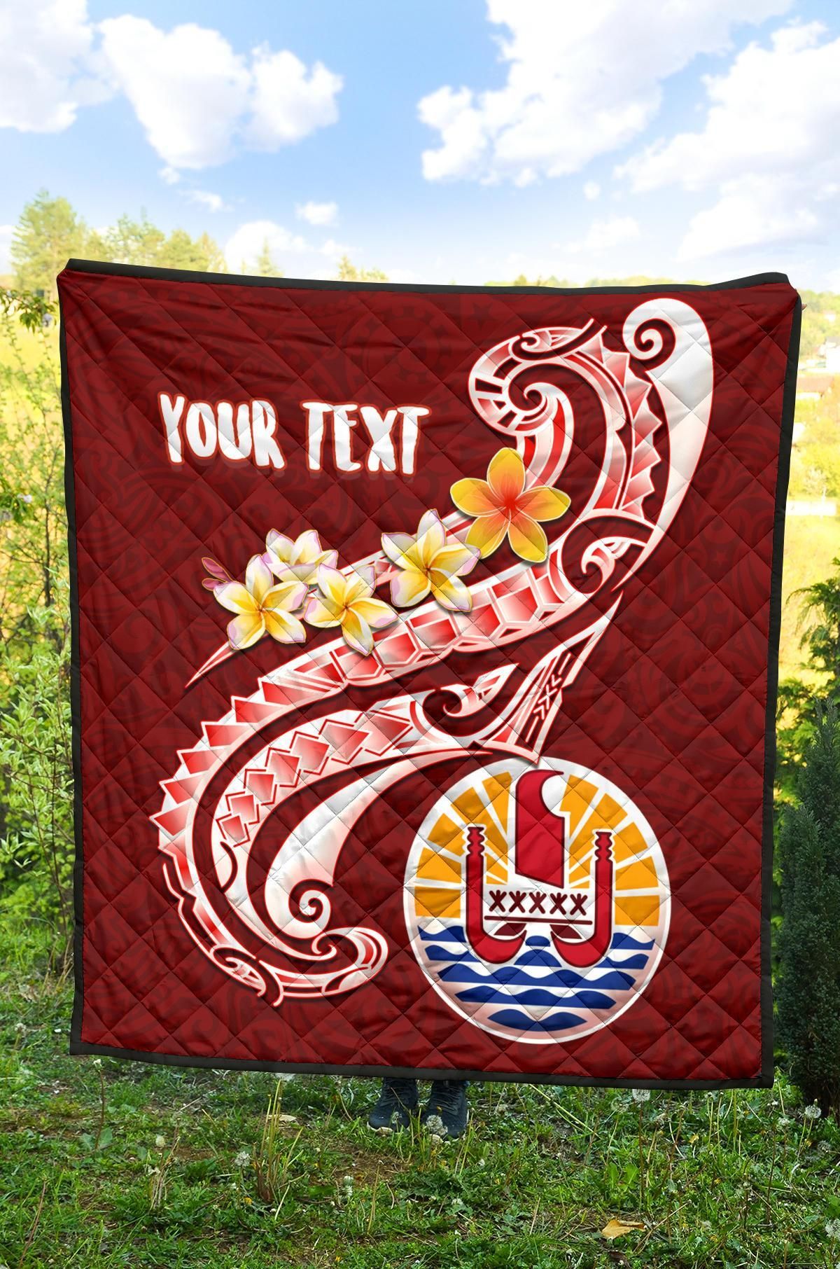 Tahiti Personalised Premium Quilt - Tahiti Seal Polynesian Patterns Plumeria