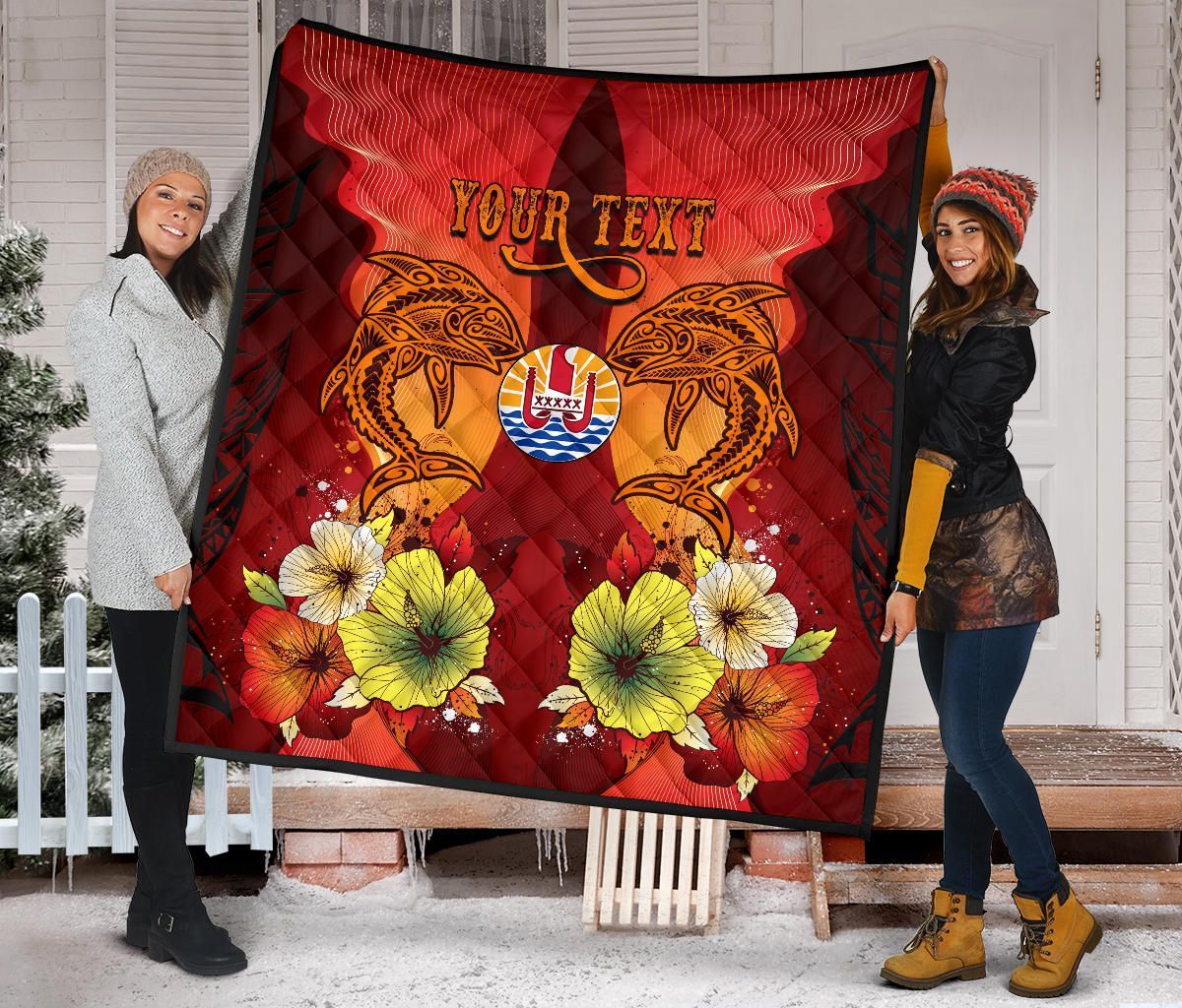 Tahiti Personalised Premium Quilt - Tribal Tuna Fish