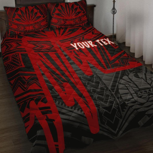 Tahiti Personalised Quilt Bed Set - Tahiti Seal In Heartbeat Patterns Style (Red)