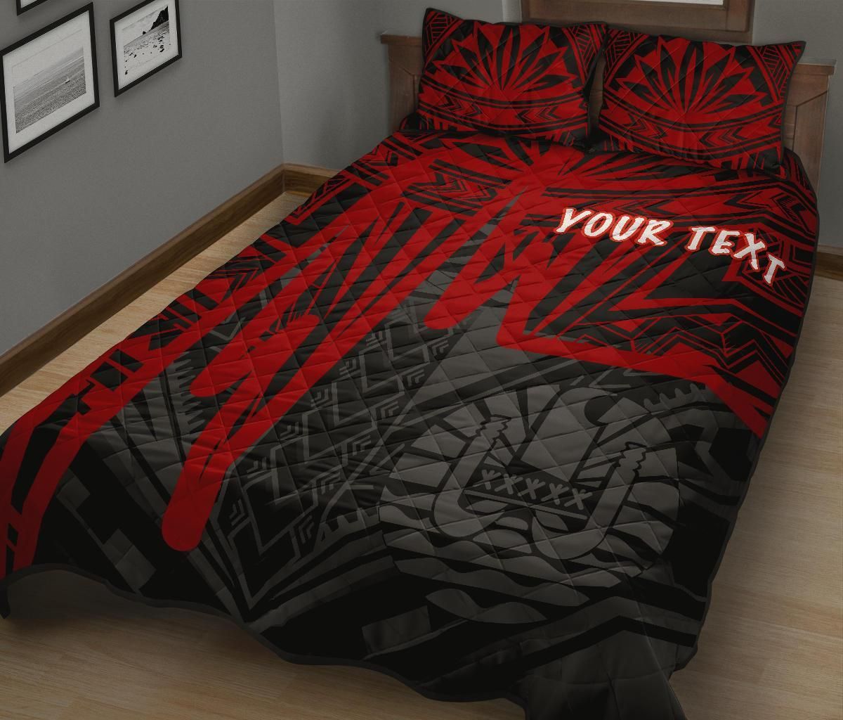Tahiti Personalised Quilt Bed Set - Tahiti Seal In Heartbeat Patterns Style (Red)