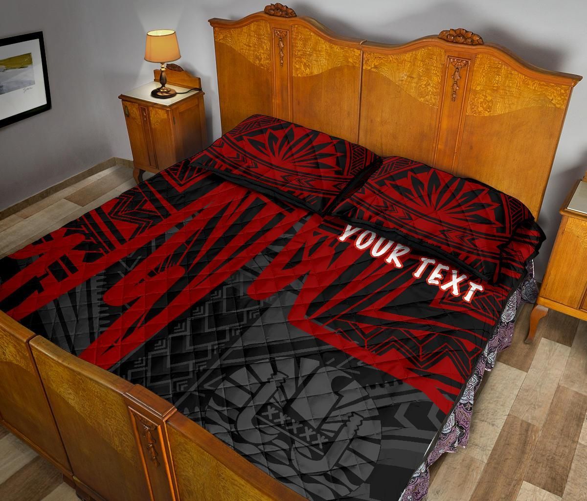 Tahiti Personalised Quilt Bed Set - Tahiti Seal In Heartbeat Patterns Style (Red)