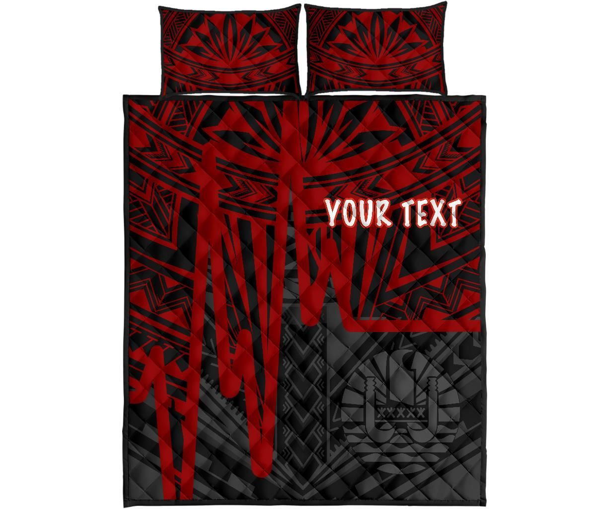 Tahiti Personalised Quilt Bed Set - Tahiti Seal In Heartbeat Patterns Style (Red)