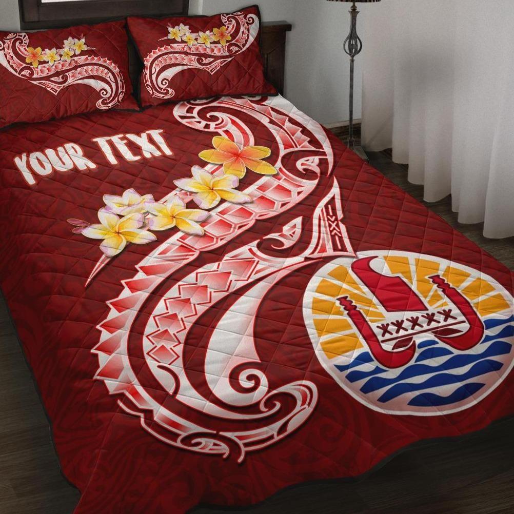 Tahiti Personalised Quilt Bed Set - Tahiti Seal Polynesian Patterns Plumeria