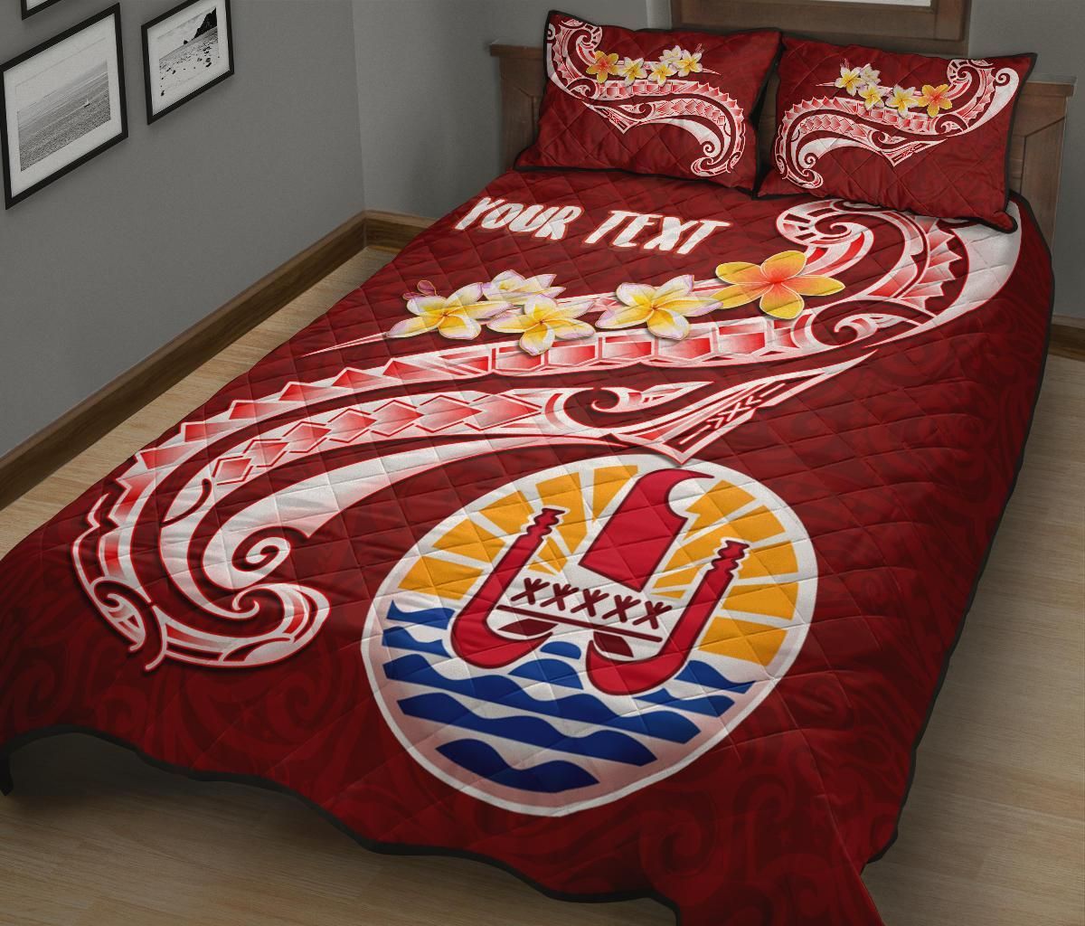 Tahiti Personalised Quilt Bed Set - Tahiti Seal Polynesian Patterns Plumeria