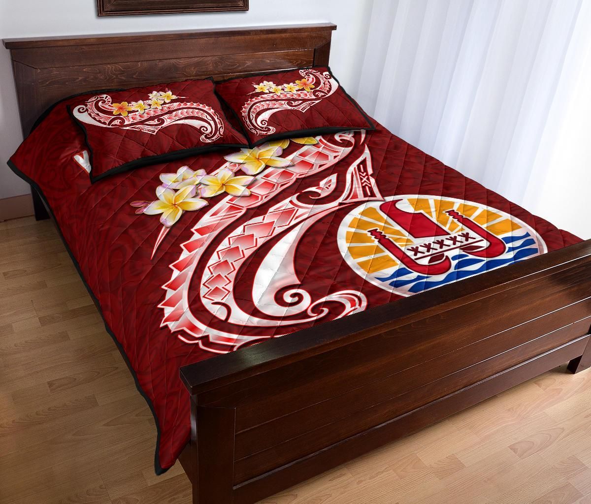 Tahiti Personalised Quilt Bed Set - Tahiti Seal Polynesian Patterns Plumeria