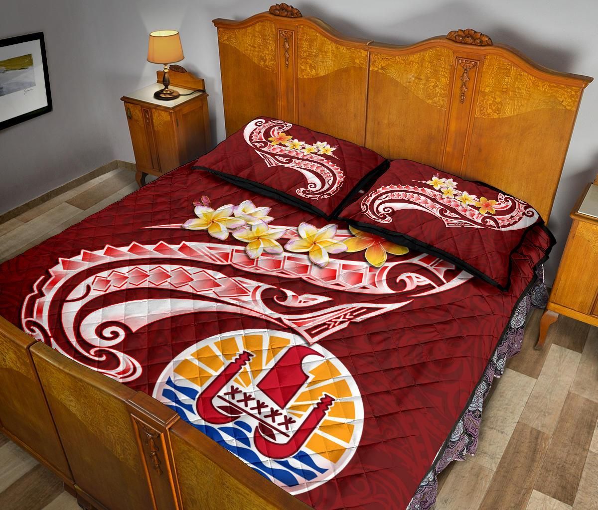 Tahiti Personalised Quilt Bed Set - Tahiti Seal Polynesian Patterns Plumeria