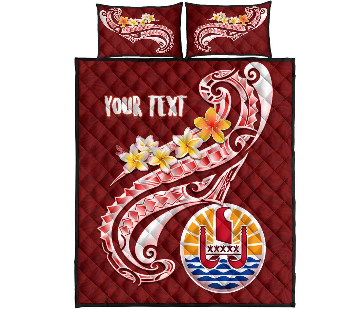 Tahiti Personalised Quilt Bed Set - Tahiti Seal Polynesian Patterns Plumeria