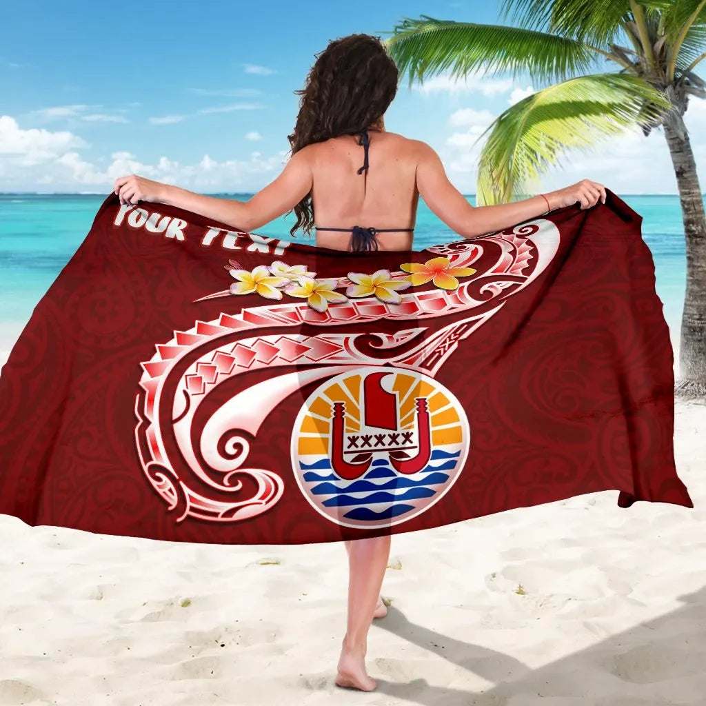 Tahiti Personalised Sarong - Tahiti Seal Polynesian Patterns Plumeria