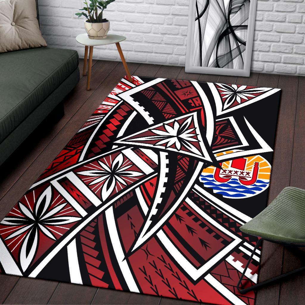 Tahiti Polynesia Area Rug - Tribal Flower Special Pattern Red Color
