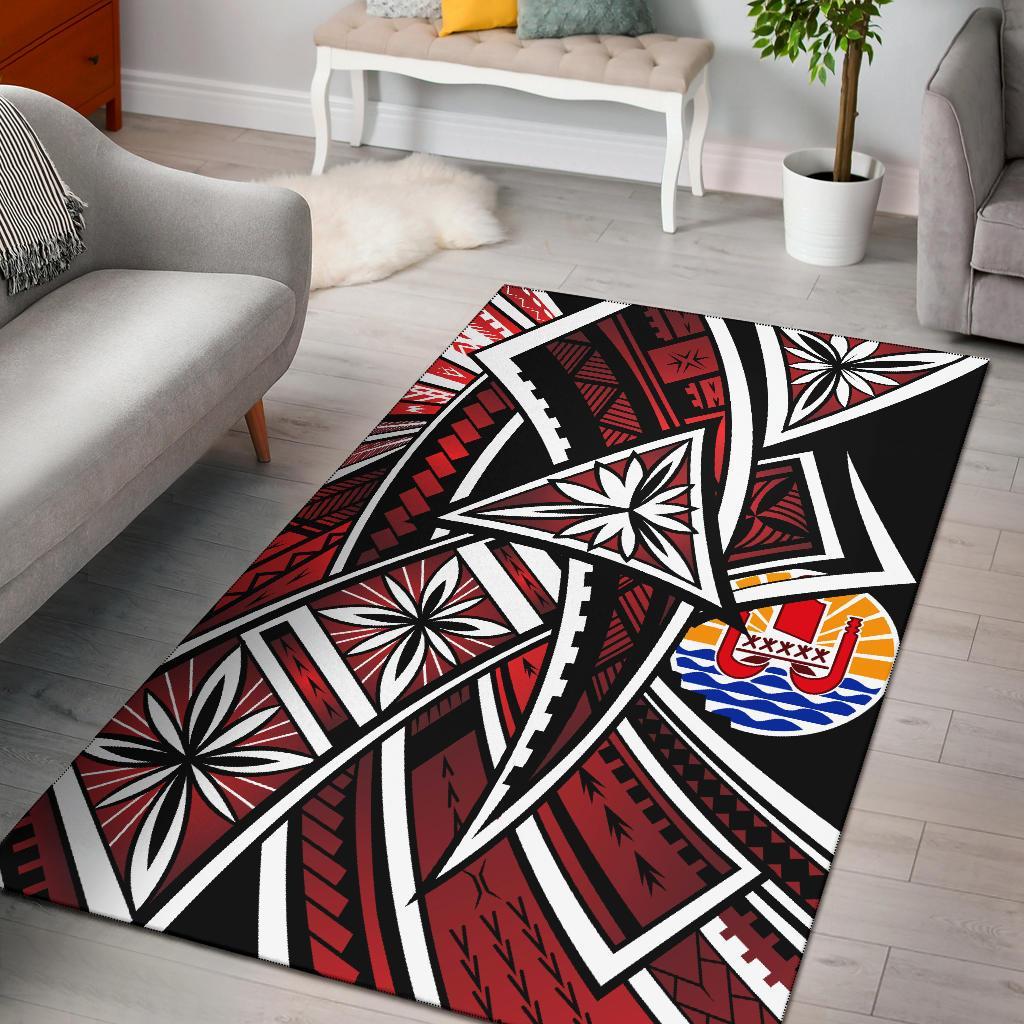 Tahiti Polynesia Area Rug - Tribal Flower Special Pattern Red Color