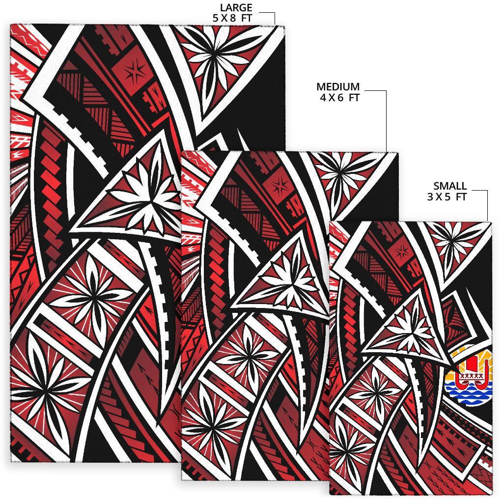 Tahiti Polynesia Area Rug - Tribal Flower Special Pattern Red Color