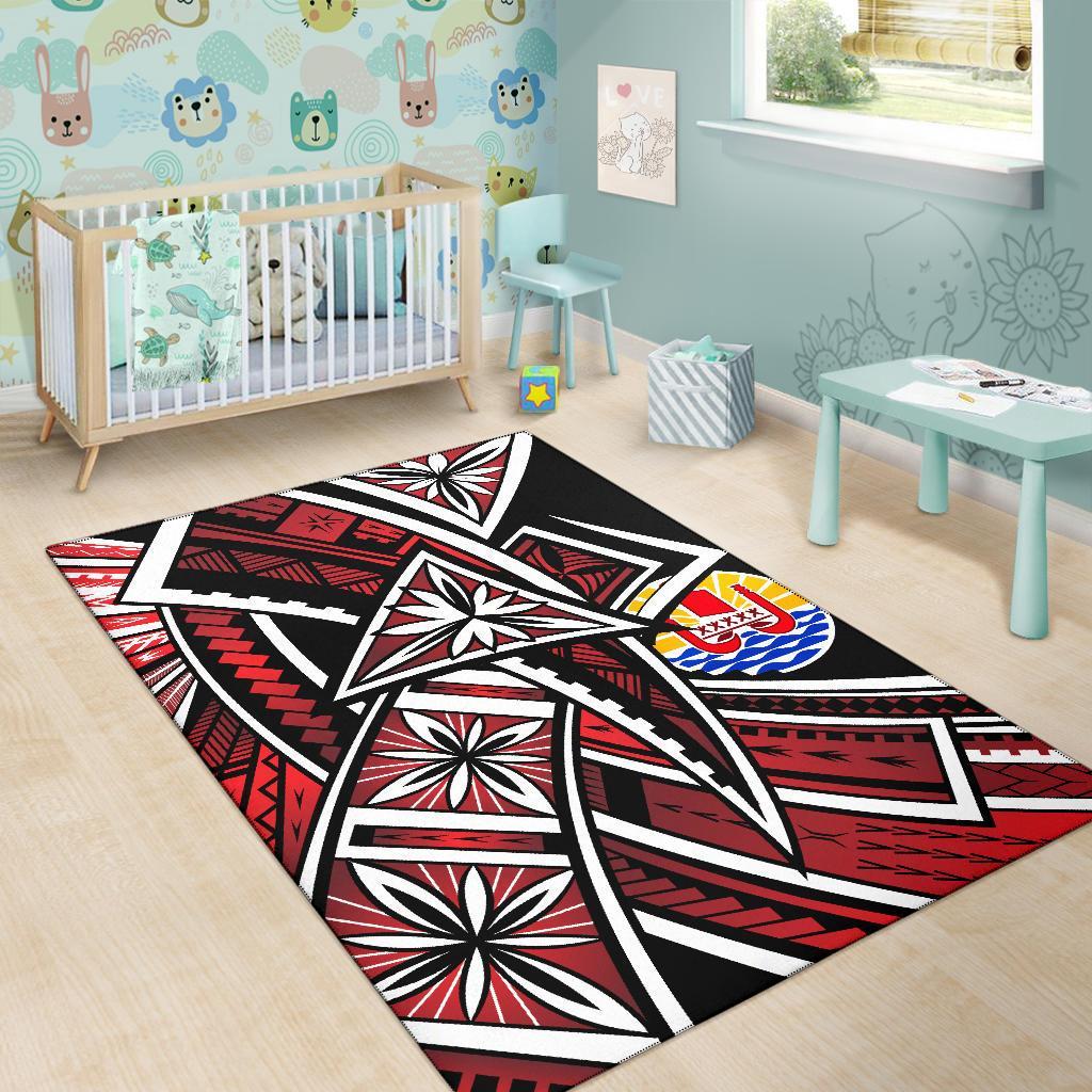 Tahiti Polynesia Area Rug - Tribal Flower Special Pattern Red Color