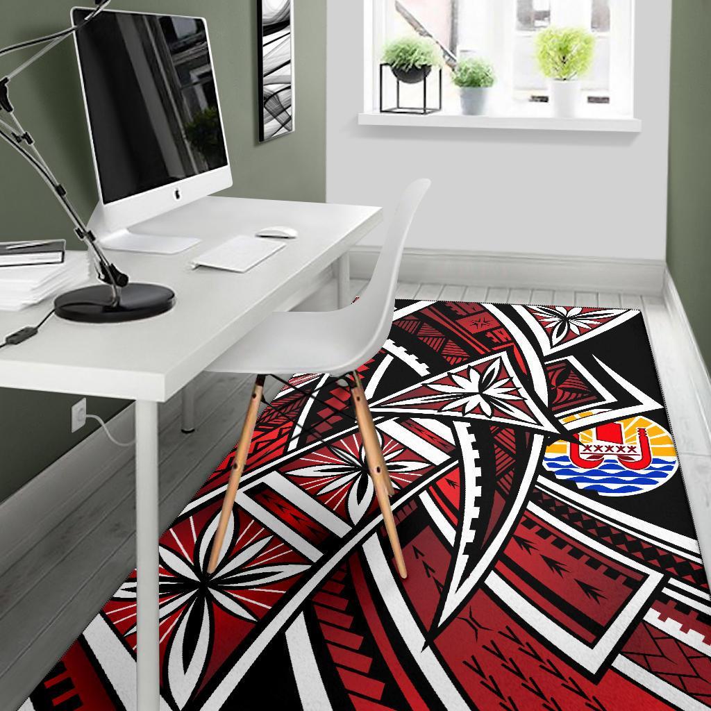 Tahiti Polynesia Area Rug - Tribal Flower Special Pattern Red Color