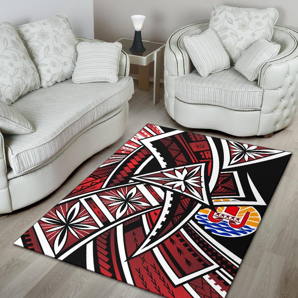 Tahiti Polynesia Area Rug - Tribal Flower Special Pattern Red Color