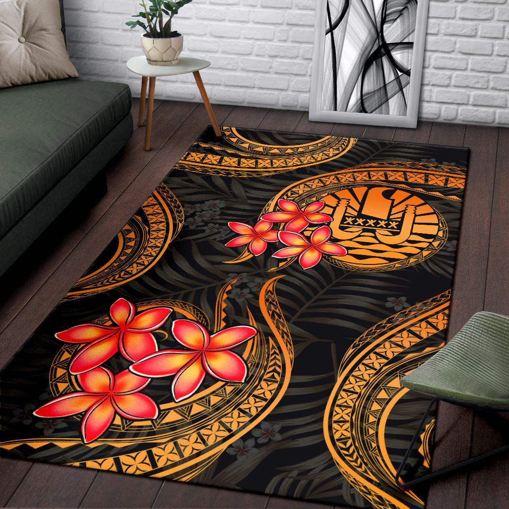 Tahiti Polynesian Area Rug - Gold Plumeria
