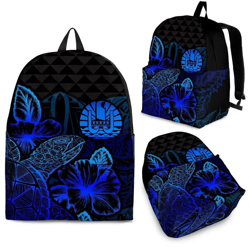 Tahiti Polynesian Backpack Turtle Hibiscus Blue