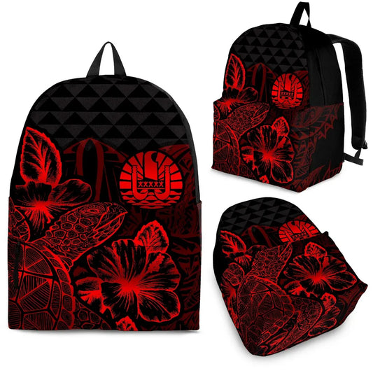 Tahiti Polynesian Backpack Turtle Hibiscus Red