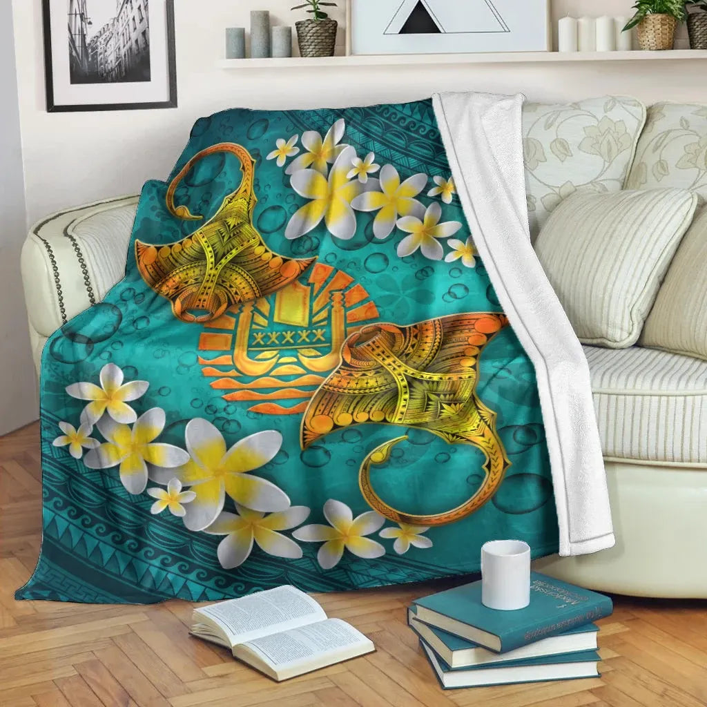 Tahiti Polynesian Blanket - Manta Ray Ocean