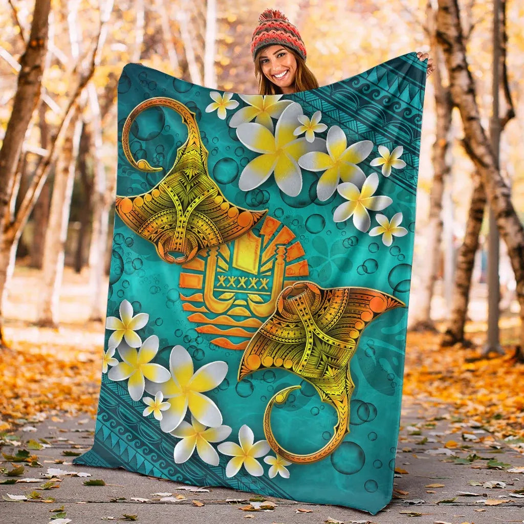 Tahiti Polynesian Blanket - Manta Ray Ocean