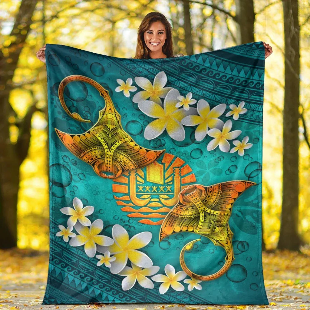 Tahiti Polynesian Blanket - Manta Ray Ocean
