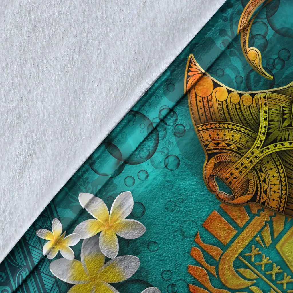 Tahiti Polynesian Blanket - Manta Ray Ocean