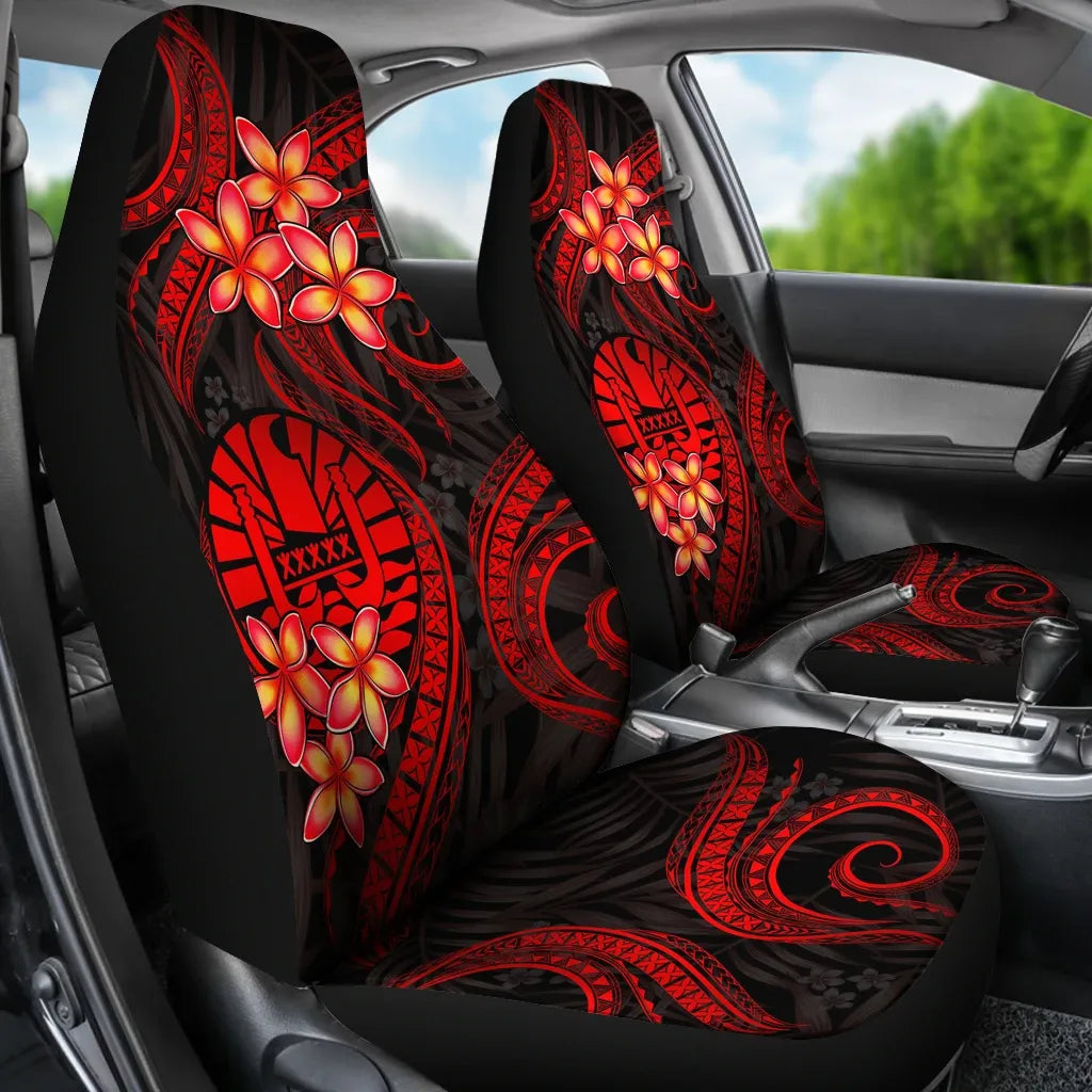 Tahiti Polynesian Car Seat Covers - Red Plumeria