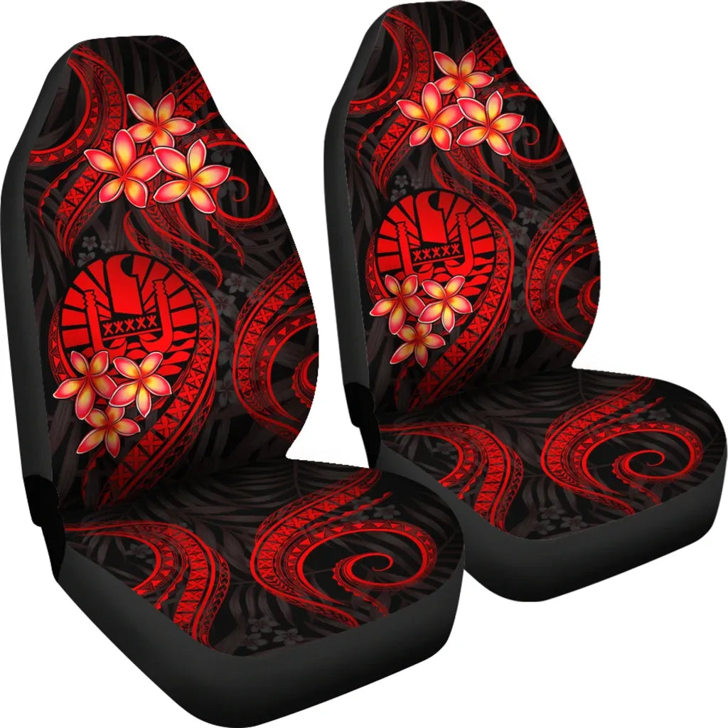 Tahiti Polynesian Car Seat Covers - Red Plumeria
