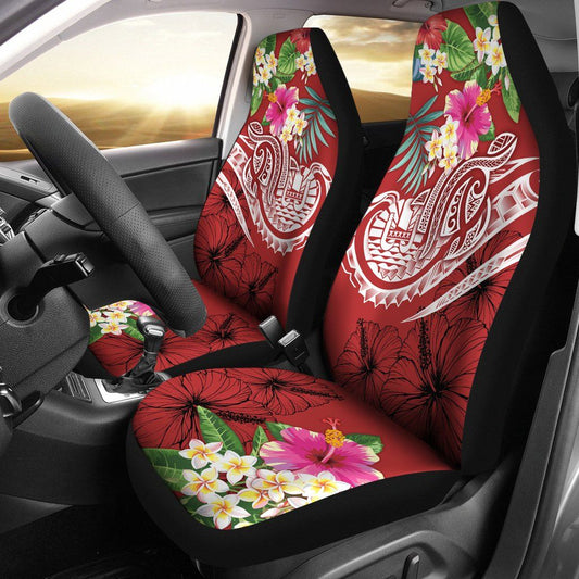Tahiti Polynesian Car Seat Covers - Summer Plumeria (Red)