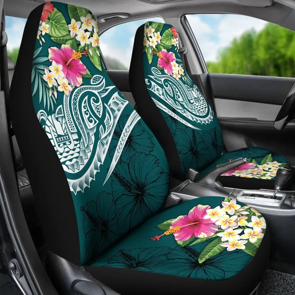Tahiti Polynesian Car Seat Covers - Summer Plumeria (Turquoise)