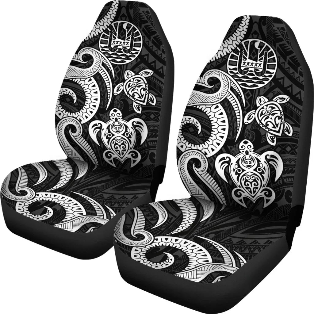 Tahiti Polynesian Car Seat Covers - White Tentacle Turtle