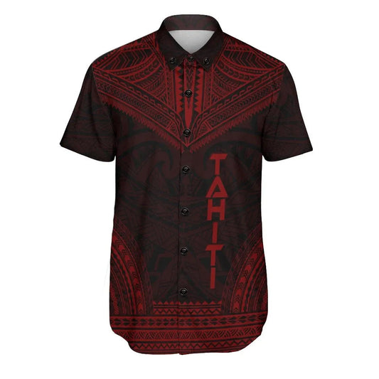 Tahiti Polynesian Chief Short Sleeve Shirt - Red Version