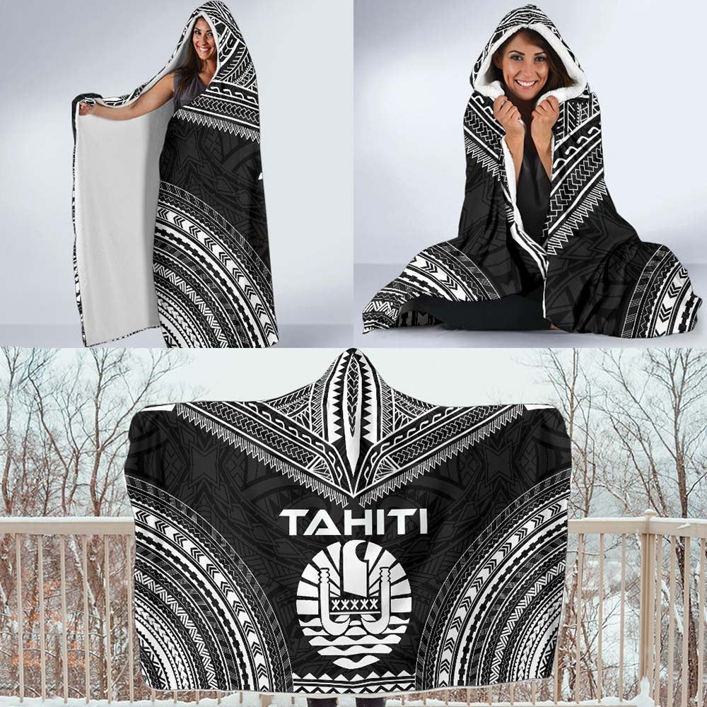 Tahiti Polynesian Chief Hooded Blanket - Black Version