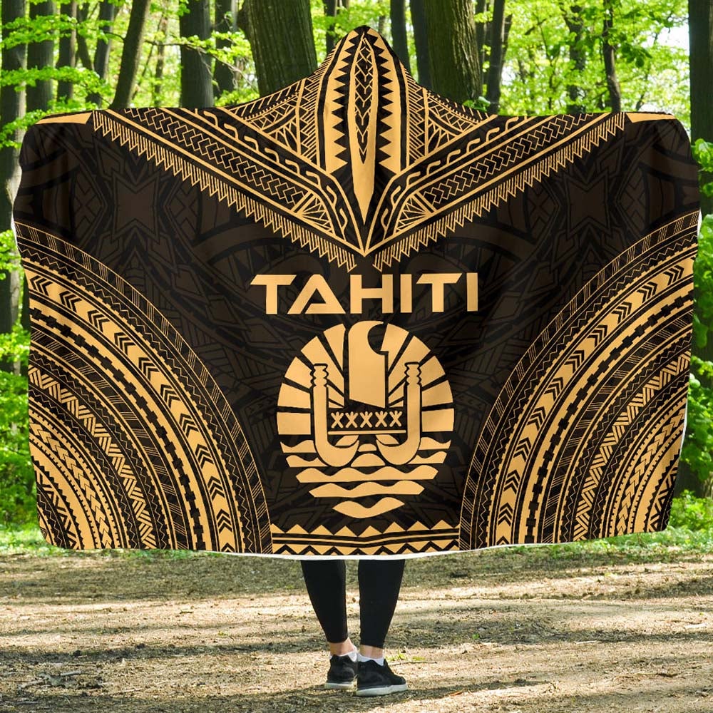 Tahiti Polynesian Chief Hooded Blanket - Gold Version