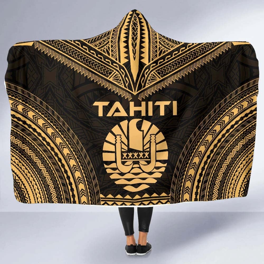 Tahiti Polynesian Chief Hooded Blanket - Gold Version