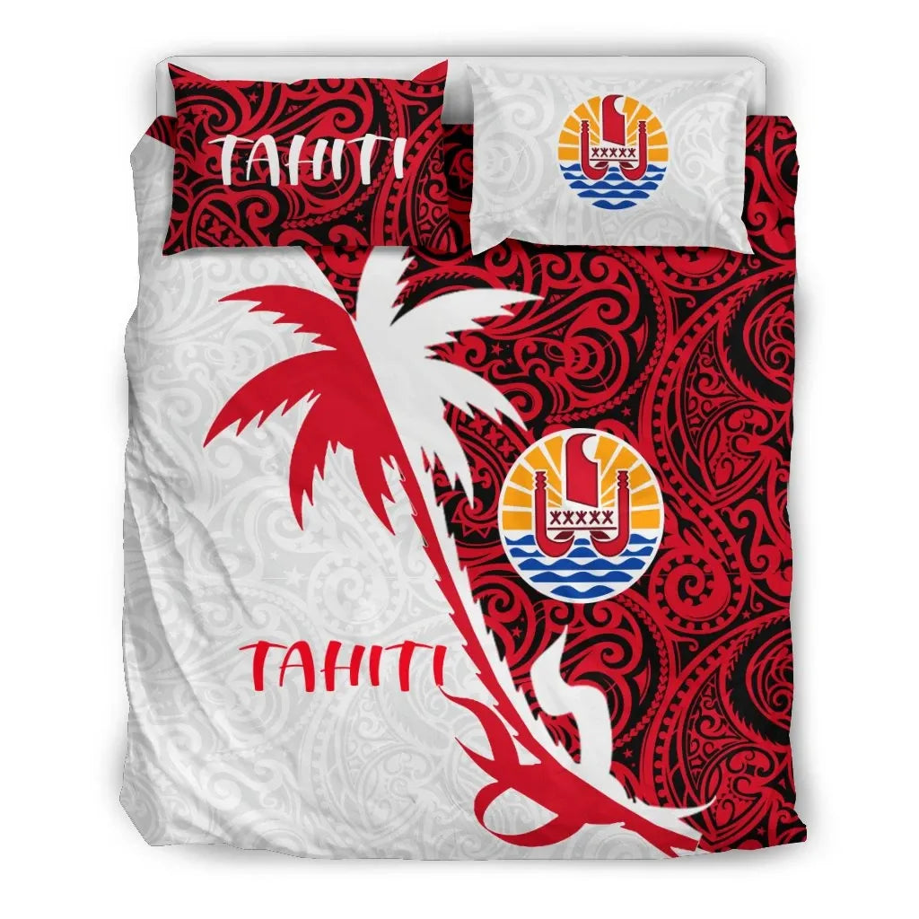 Tahiti Duvet Cover Set - Tahiti Coat Of Arms & Coconut Tree