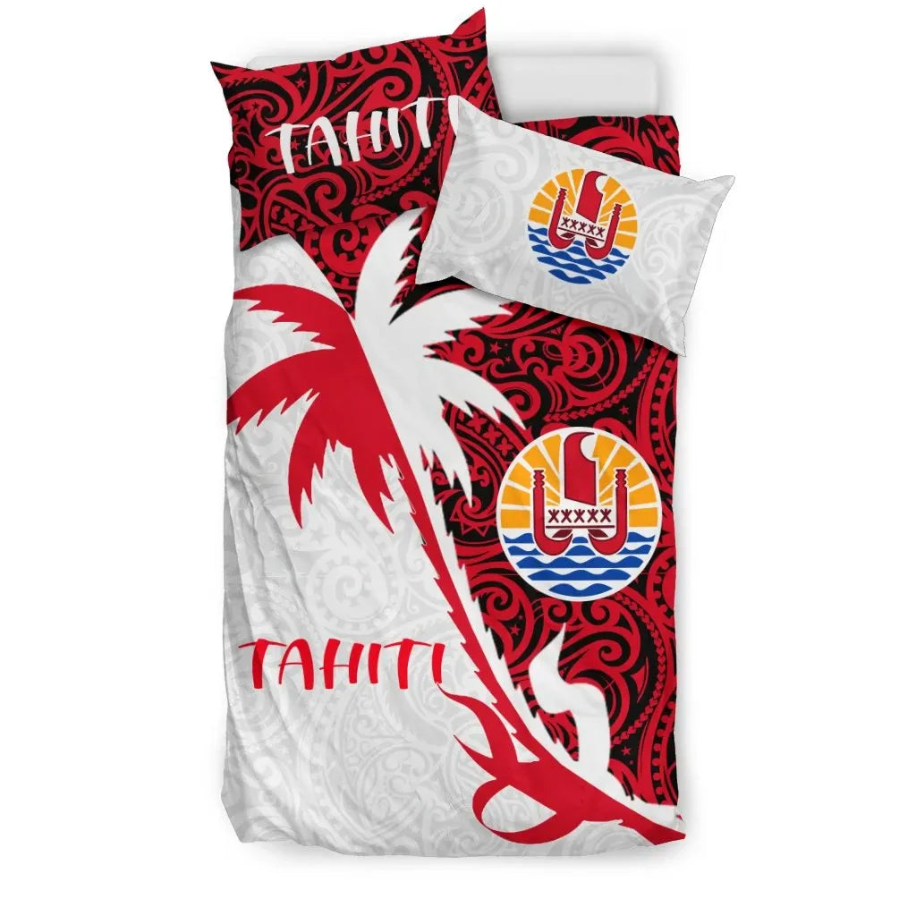 Tahiti Duvet Cover Set - Tahiti Coat Of Arms & Coconut Tree
