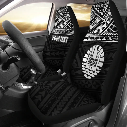 Tahiti Custom Personalised Car Seat Covers - Tahiti Flag Polynesian White Horizontal