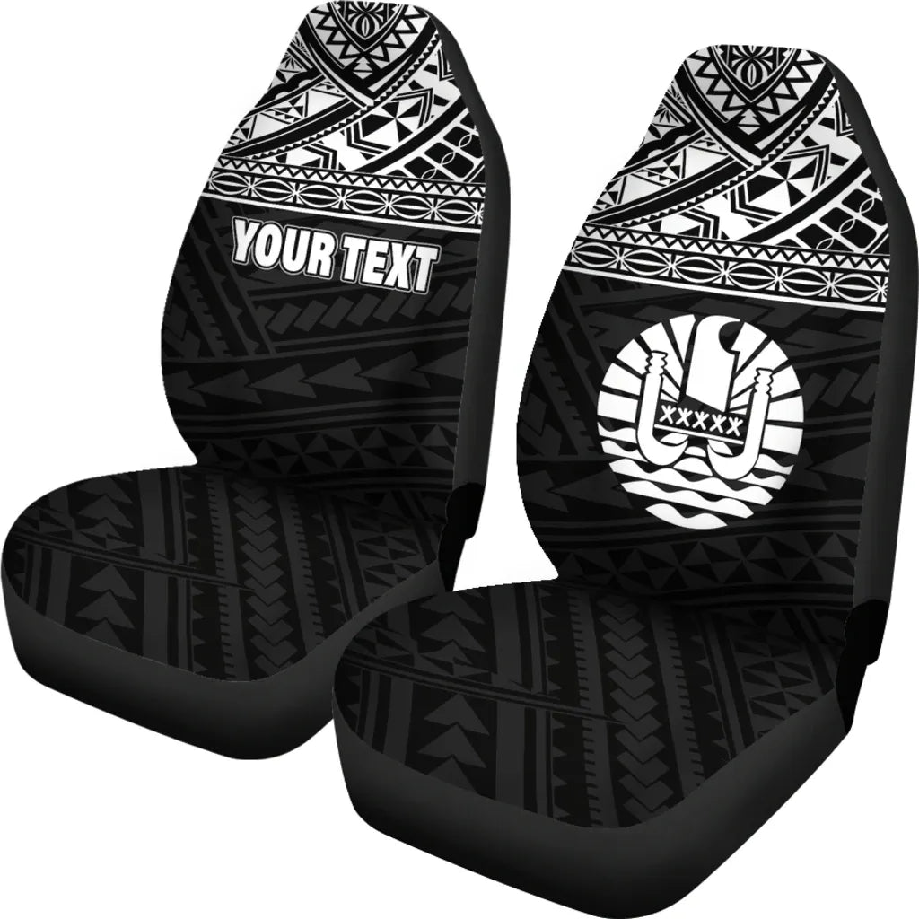 Tahiti Custom Personalised Car Seat Covers - Tahiti Flag Polynesian White Horizontal