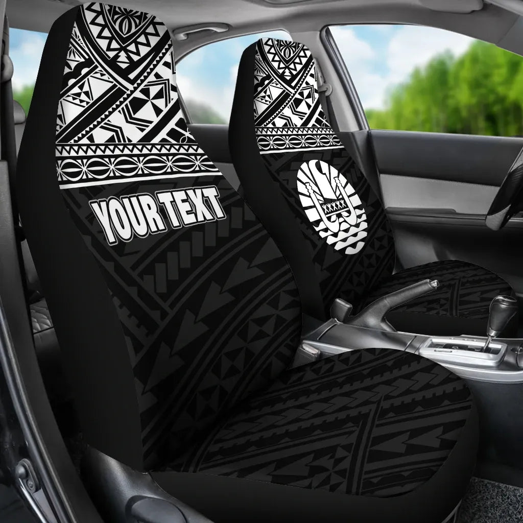 Tahiti Custom Personalised Car Seat Covers - Tahiti Flag Polynesian White Horizontal