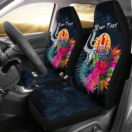 Tahiti Polynesian Custom Personalised Car Seat Covers - Tropical Flower