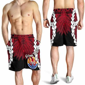 Tahiti Polynesian Custom Personalised Men Shorts - Tribal Wave Tattoo Flag Style