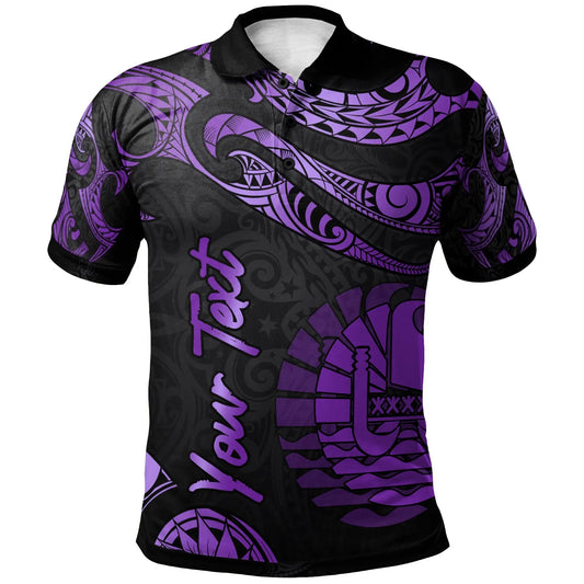 Tahiti Polynesian Custom Personalised Polo Shirt - Poly Tattoo Purple Version