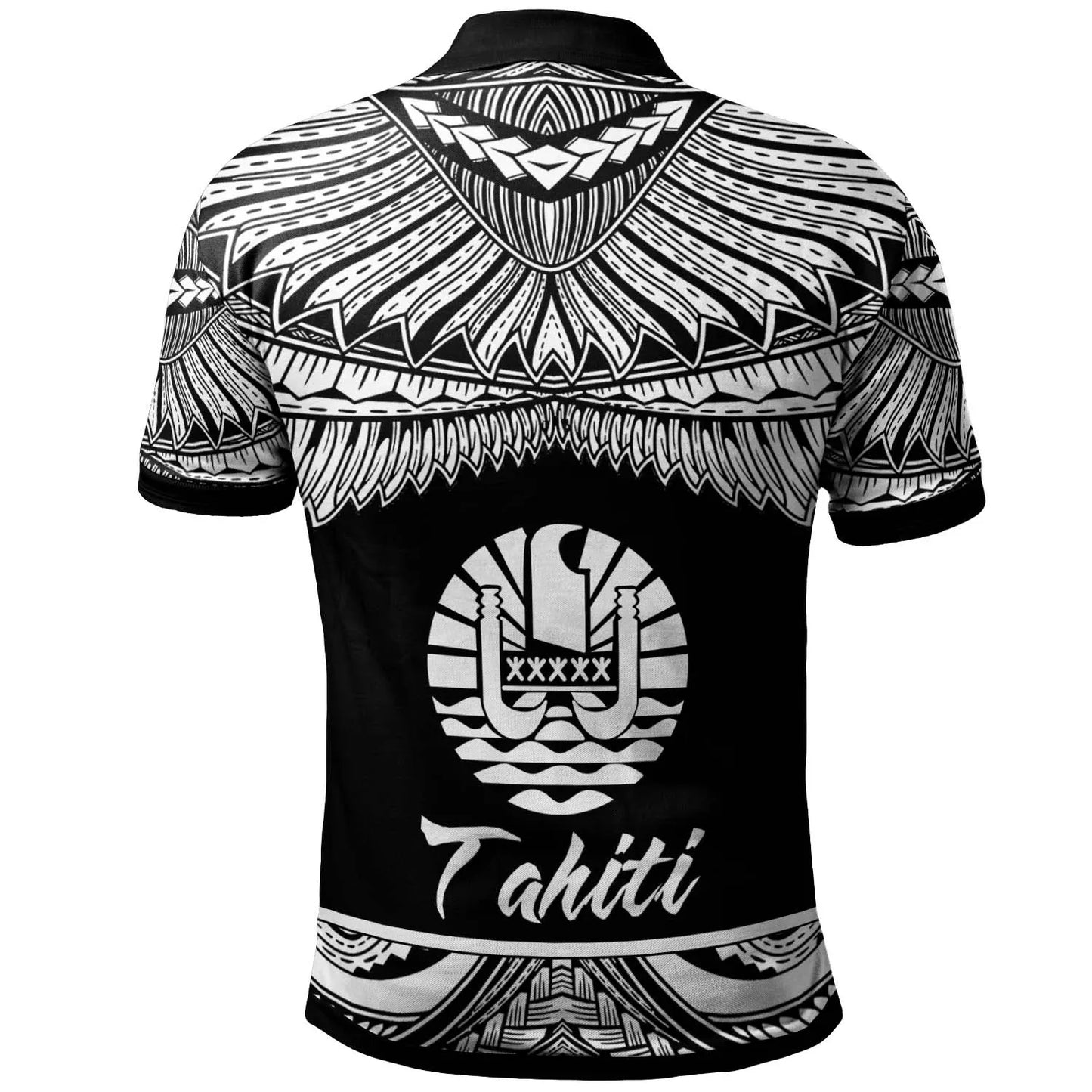 Tahiti Polynesian Custom Personalised Polo Shirt - Poly Tattoo White Version