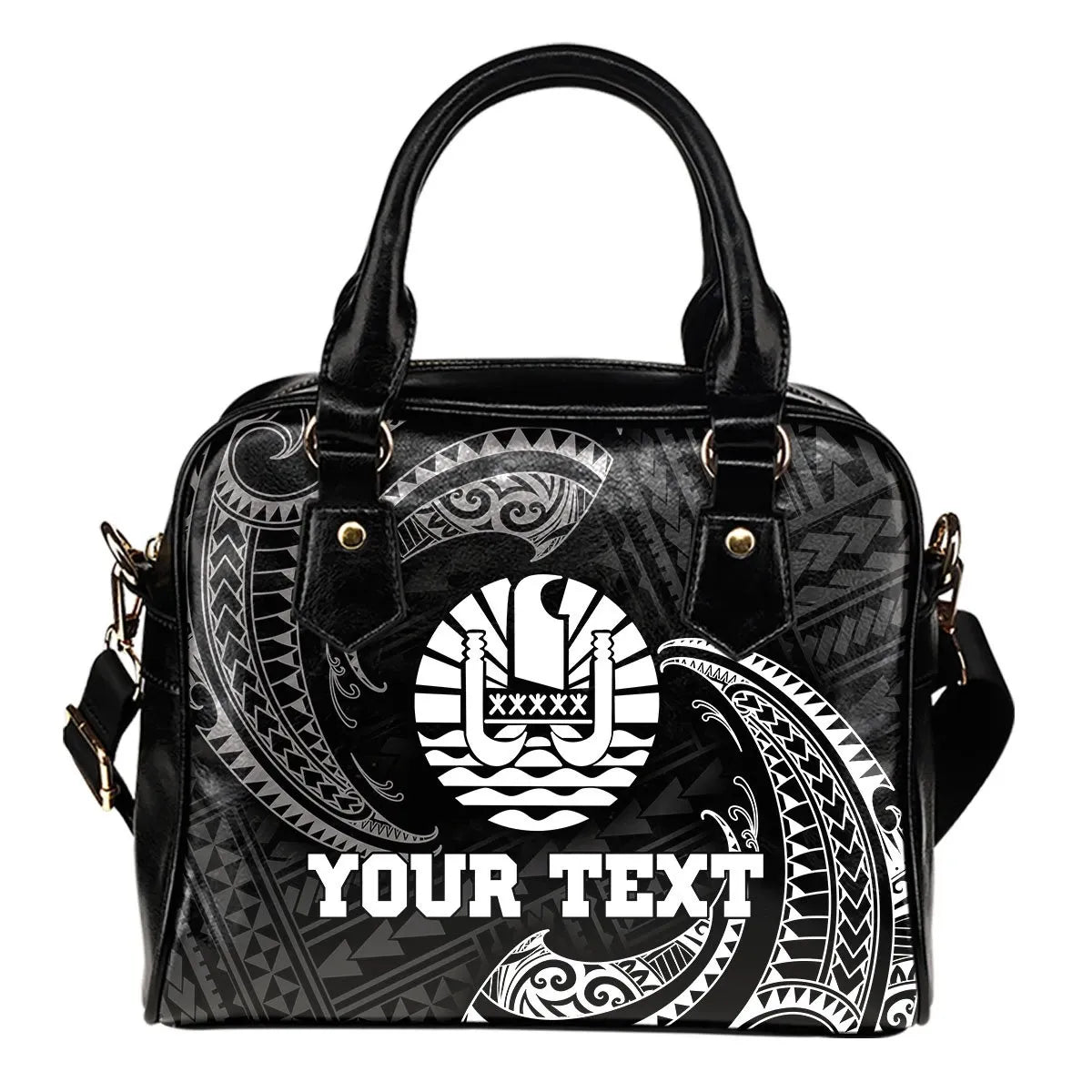 Tahiti Polynesian Custom Personalised Shoulder Handbag - White Tribal Wave