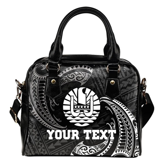 Tahiti Polynesian Custom Personalised Shoulder Handbag - White Tribal Wave