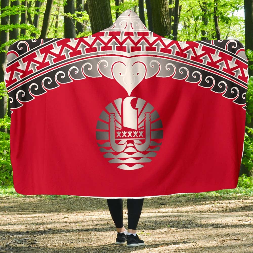 Tahiti Polynesian Hooded Blanket - Wave Style