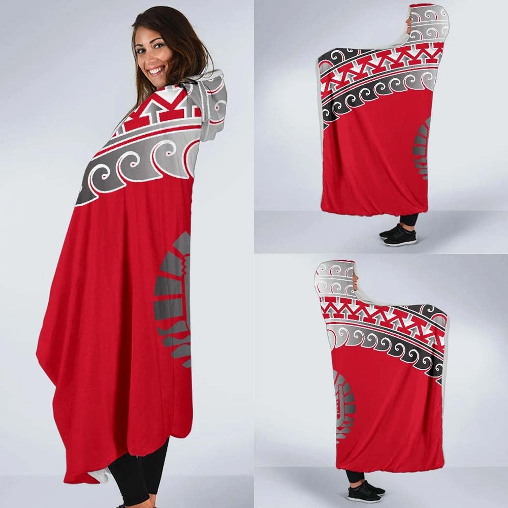 Tahiti Polynesian Hooded Blanket - Wave Style