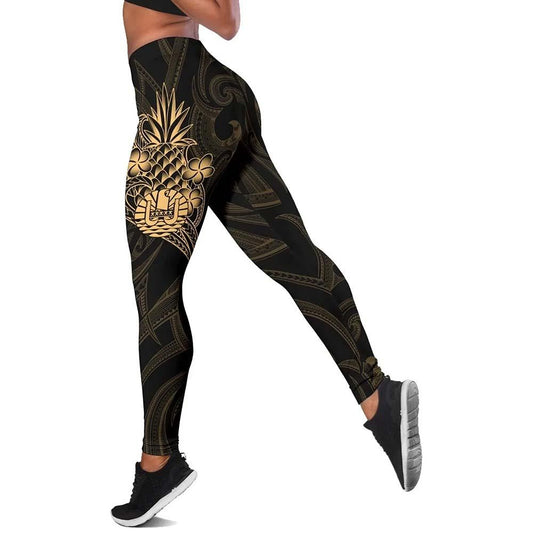 Tahiti Polynesian Legging - Gold Pineapple