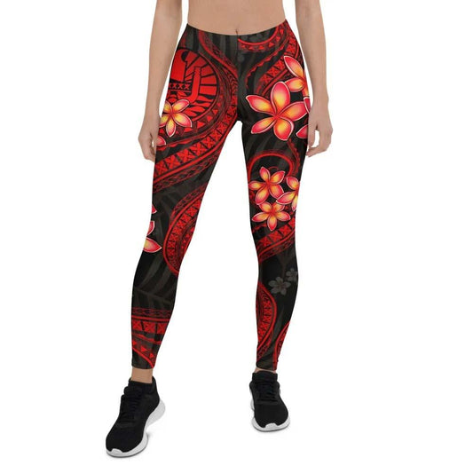 Tahiti Polynesian Legging - Red Plumeria
